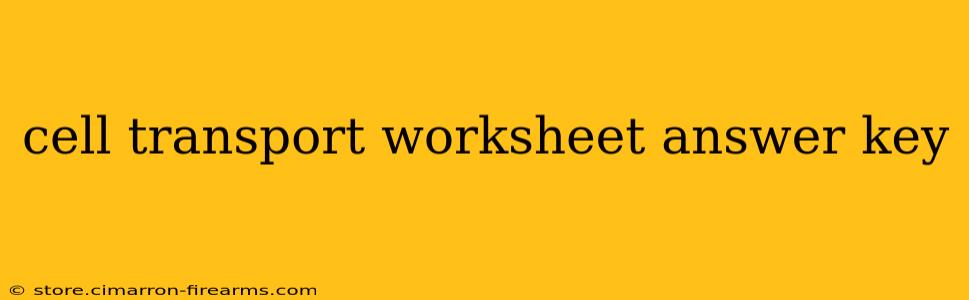 cell transport worksheet answer key