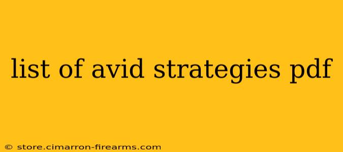 list of avid strategies pdf