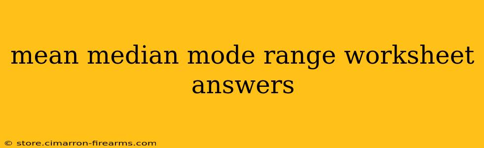 mean median mode range worksheet answers