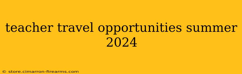 teacher travel opportunities summer 2024